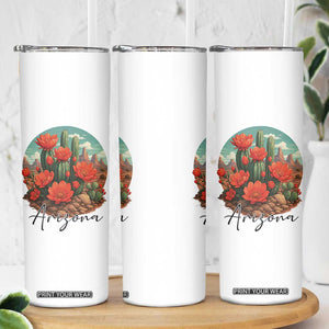 Beautiful Blooming Cactus Flower Arizona Graphic Skinny Tumbler Vintage Desert Botanical Floral Nature Souvenir