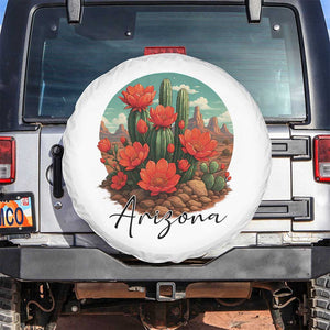 Beautiful Blooming Cactus Flower Arizona Graphic Spare Tire Cover Vintage Desert Botanical Floral Nature Souvenir