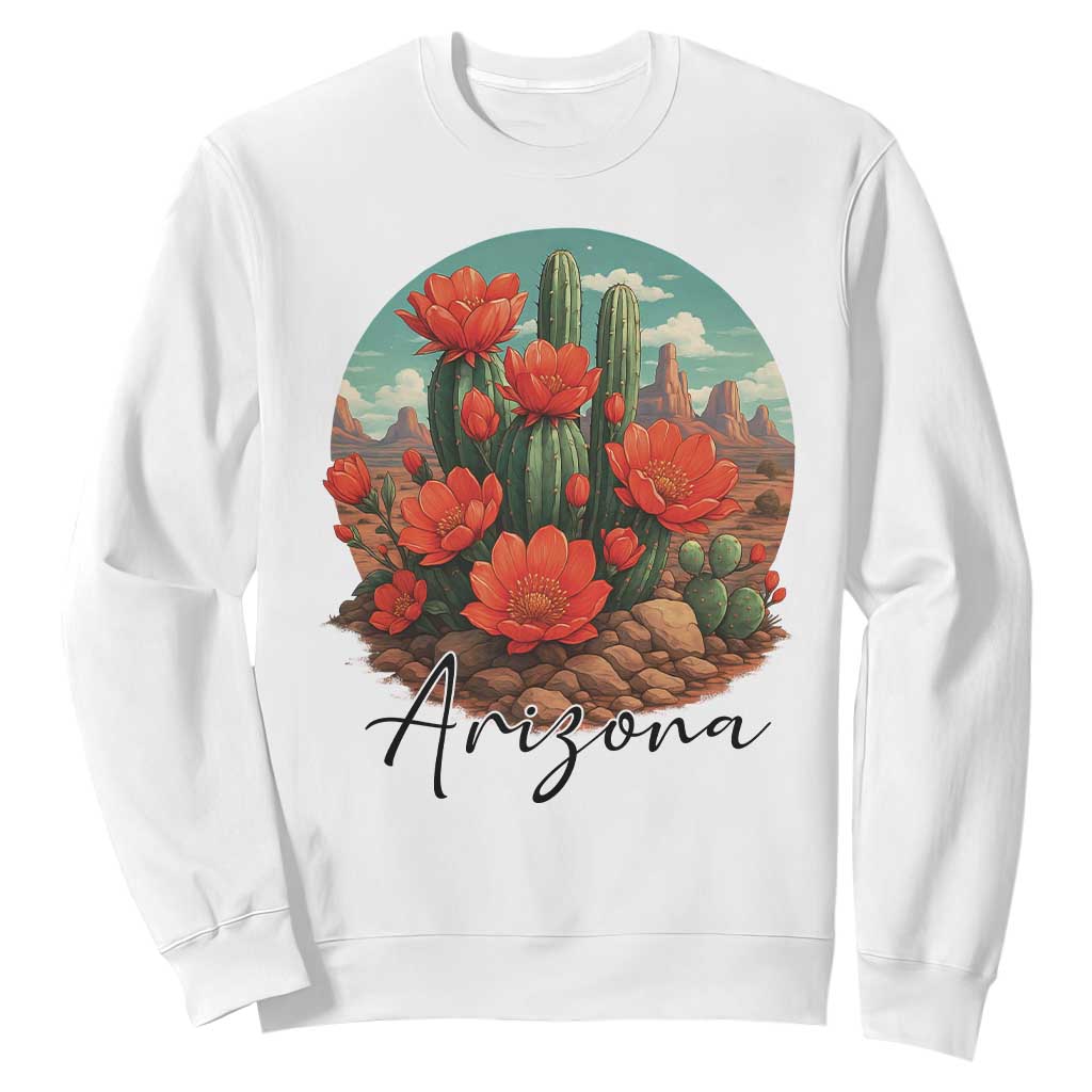 Beautiful Blooming Cactus Flower Arizona Graphic Sweatshirt Vintage Desert Botanical Floral Nature Souvenir