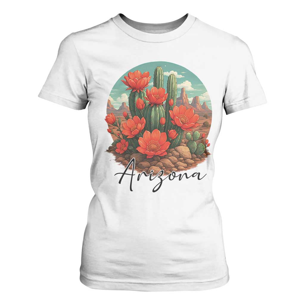 Beautiful Blooming Cactus Flower Arizona Graphic T Shirt For Women Vintage Desert Botanical Floral Nature Souvenir