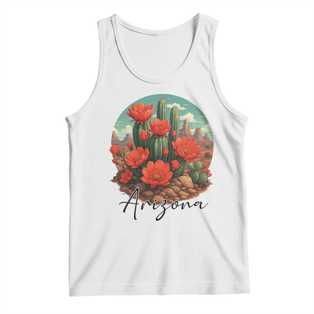 Beautiful Blooming Cactus Flower Arizona Graphic Tank Top Vintage Desert Botanical Floral Nature Souvenir TS02 White Print Your Wear