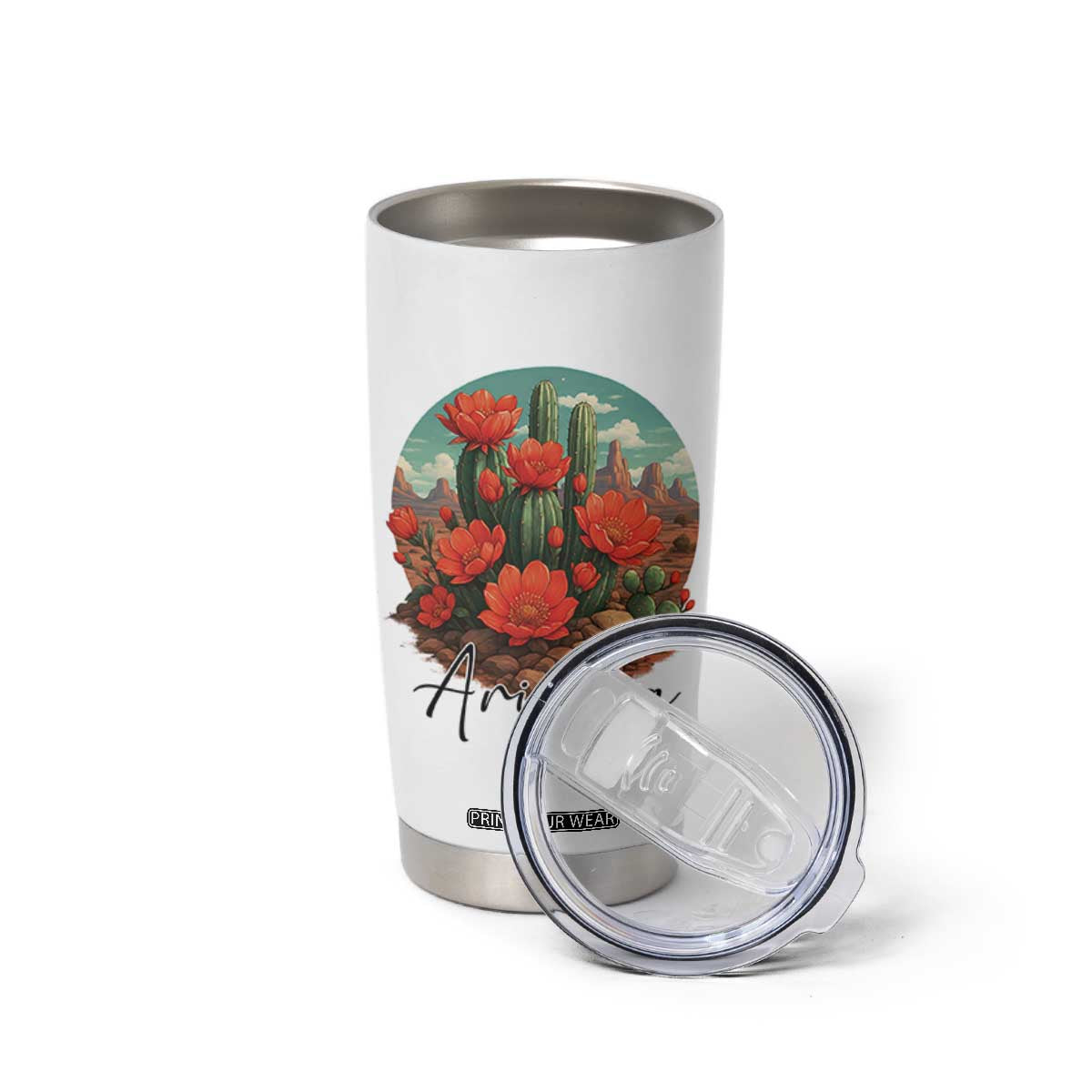 Beautiful Blooming Cactus Flower Arizona Graphic Tumbler Cup Vintage Desert Botanical Floral Nature Souvenir