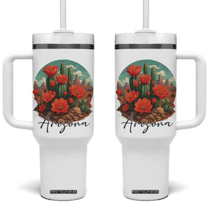 Beautiful Blooming Cactus Flower Arizona Graphic Tumbler With Handle Vintage Desert Botanical Floral Nature Souvenir