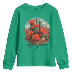 Beautiful Blooming Cactus Flower Arizona Graphic Youth Sweatshirt Vintage Desert Botanical Floral Nature Souvenir