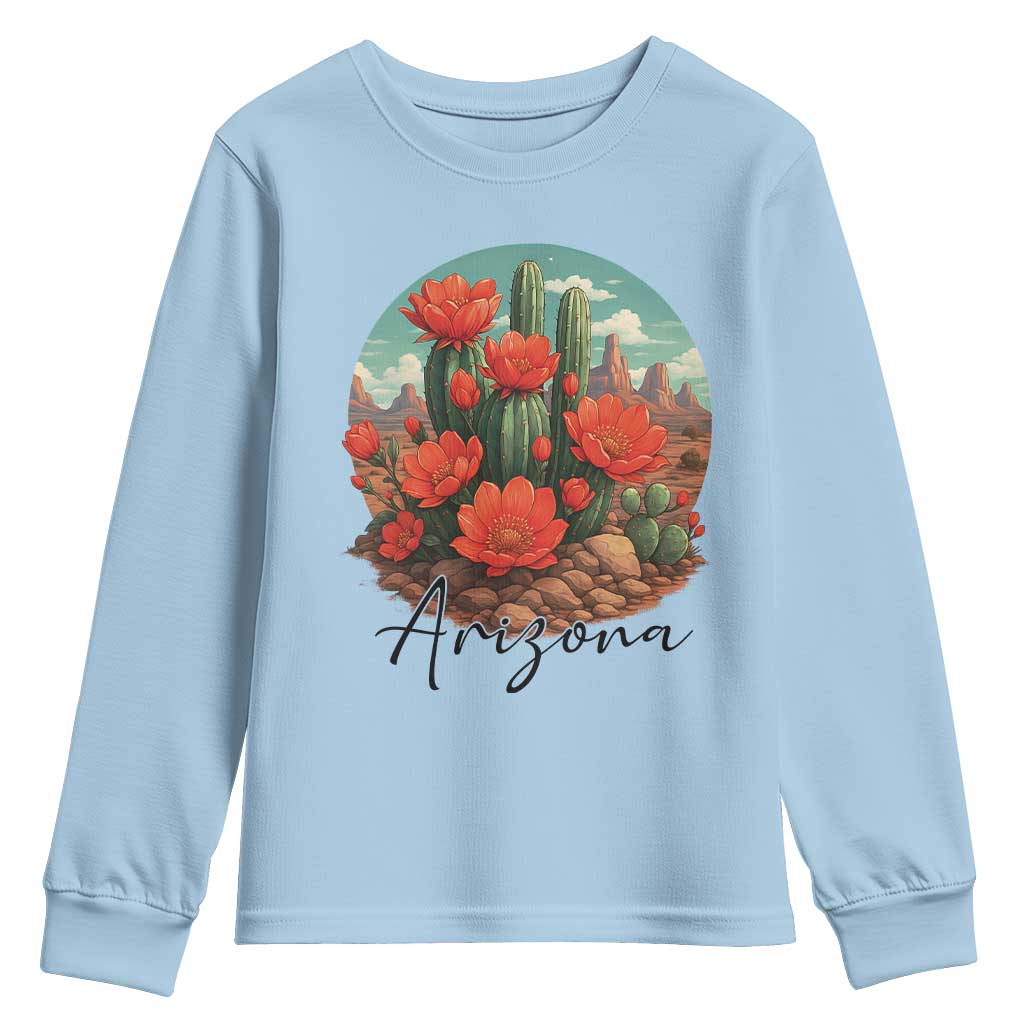 Beautiful Blooming Cactus Flower Arizona Graphic Youth Sweatshirt Vintage Desert Botanical Floral Nature Souvenir