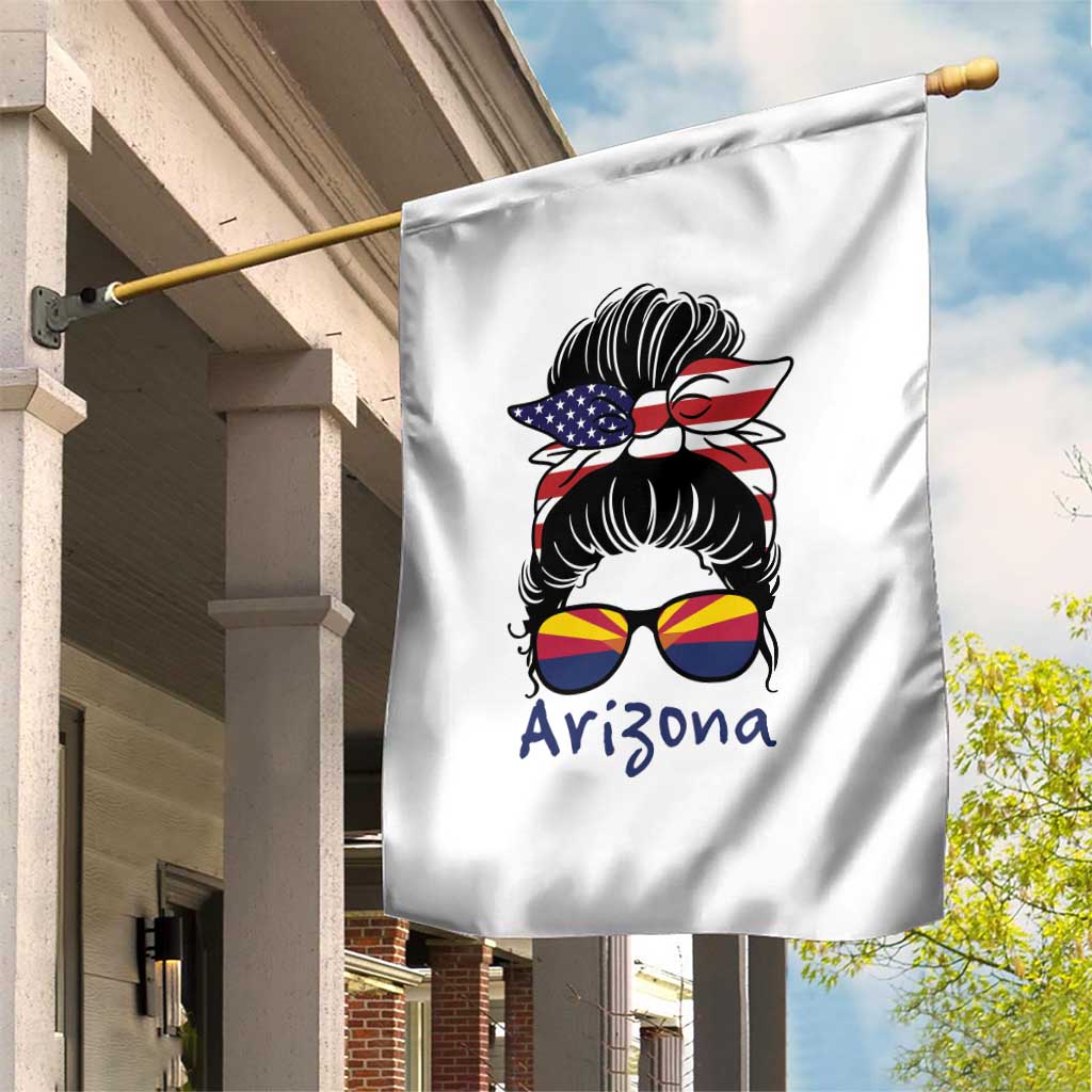 Patriotic Arizona Messy Bun Girl Graphic Garden Flag American Flag Sunglasses Southwest State Pride Souvenir