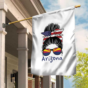 Patriotic Arizona Messy Bun Girl Graphic Garden Flag American Flag Sunglasses Southwest State Pride Souvenir