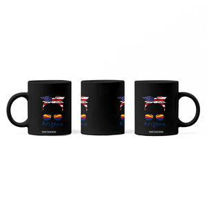 Patriotic Arizona Messy Bun Girl Graphic Coffee Mug American Flag Sunglasses Southwest State Pride Souvenir