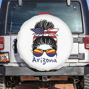 Patriotic Arizona Messy Bun Girl Graphic Spare Tire Cover American Flag Sunglasses Southwest State Pride Souvenir
