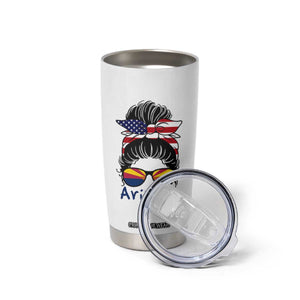 Patriotic Arizona Messy Bun Girl Graphic Tumbler Cup American Flag Sunglasses Southwest State Pride Souvenir