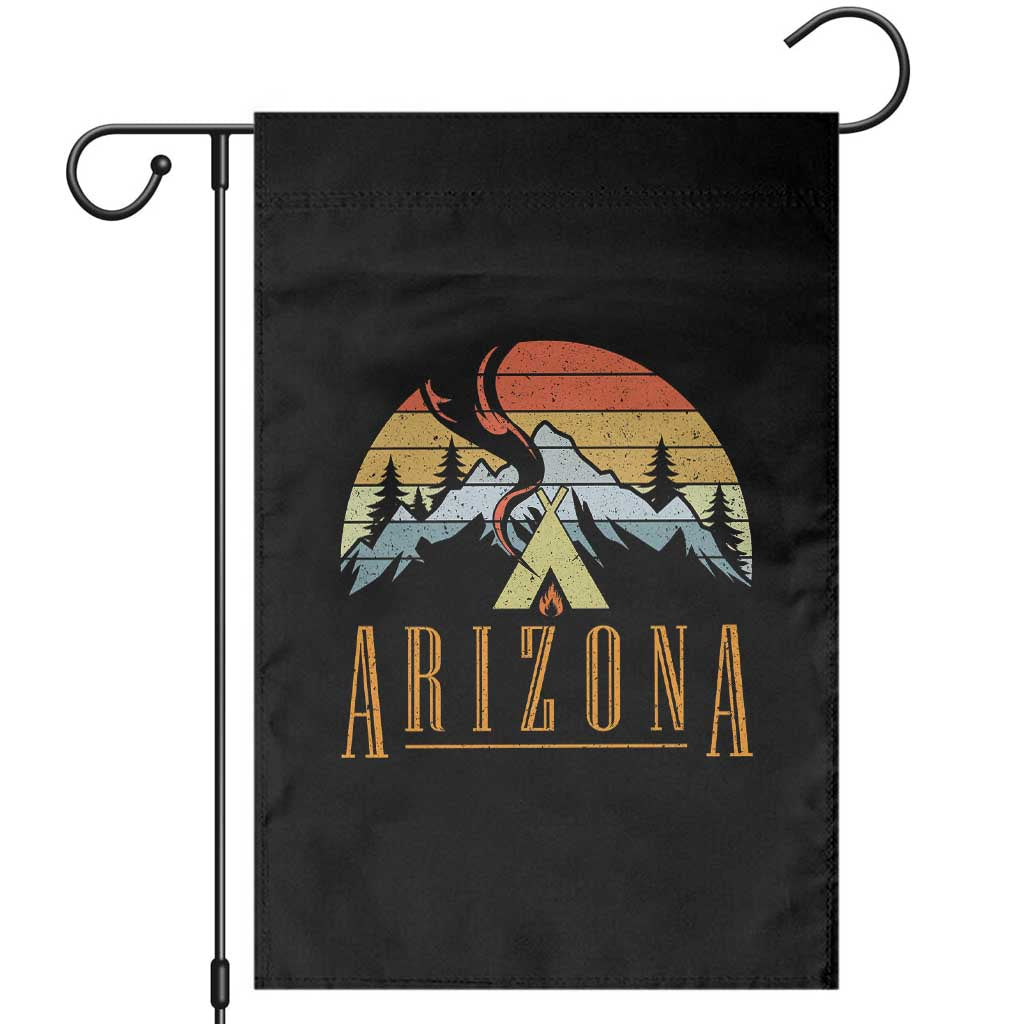 Vintage Arizona Camping Mountain Graphic Garden Flag Retro Sunset Wilderness Outdoor Adventure Souvenir TS02 Black Print Your Wear