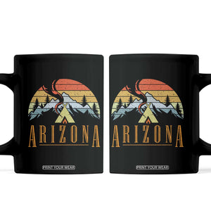 Vintage Arizona Camping Mountain Graphic Coffee Mug Retro Sunset Wilderness Outdoor Adventure Souvenir