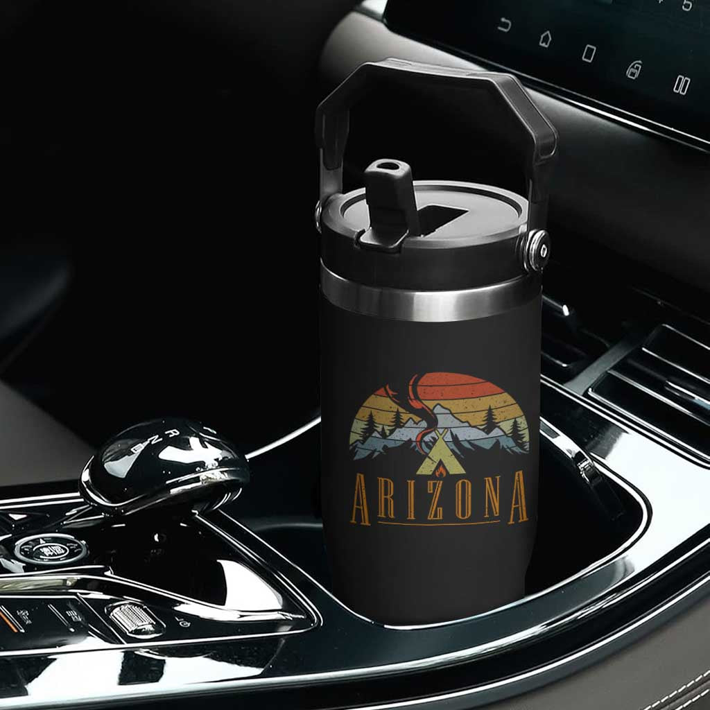 Vintage Arizona Camping Mountain Graphic Flip Straw Tumbler Retro Sunset Wilderness Outdoor Adventure Souvenir