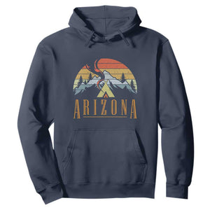 Vintage Arizona Camping Mountain Graphic Hoodie Retro Sunset Wilderness Outdoor Adventure Souvenir