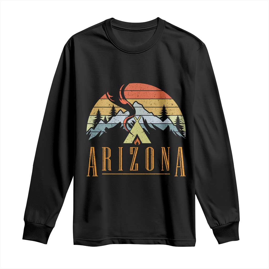 Vintage Arizona Camping Mountain Graphic Long Sleeve Shirt Retro Sunset Wilderness Outdoor Adventure Souvenir TS02 Black Print Your Wear