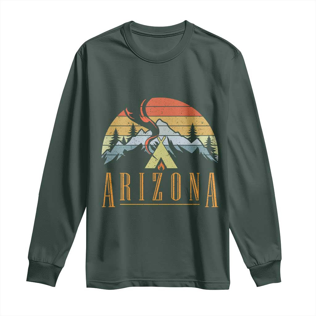 Vintage Arizona Camping Mountain Graphic Long Sleeve Shirt Retro Sunset Wilderness Outdoor Adventure Souvenir