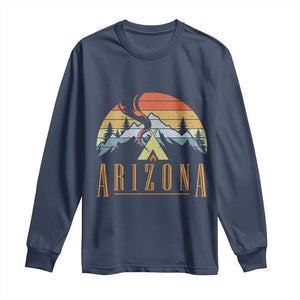 Vintage Arizona Camping Mountain Graphic Long Sleeve Shirt Retro Sunset Wilderness Outdoor Adventure Souvenir