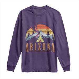 Vintage Arizona Camping Mountain Graphic Long Sleeve Shirt Retro Sunset Wilderness Outdoor Adventure Souvenir