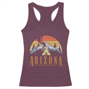 Vintage Arizona Camping Mountain Graphic Racerback Tank Top Retro Sunset Wilderness Outdoor Adventure Souvenir