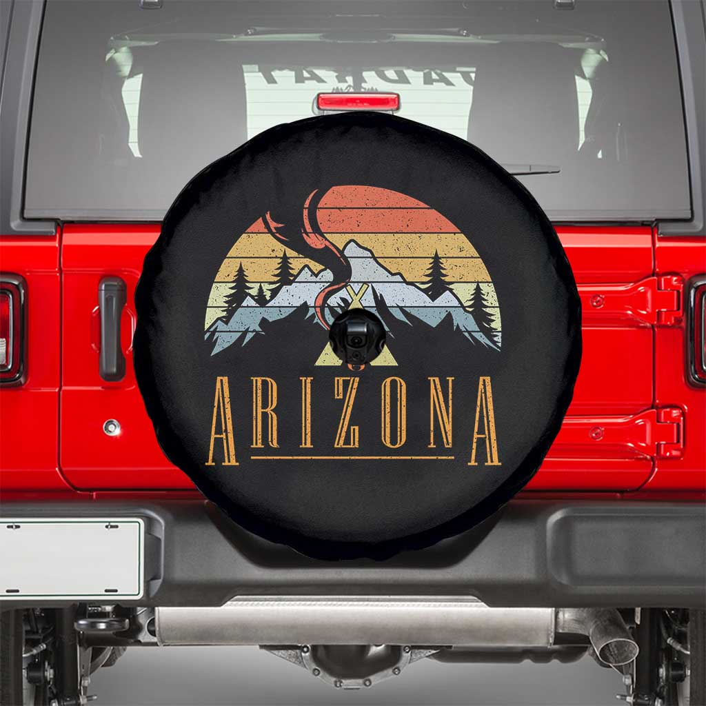 Vintage Arizona Camping Mountain Graphic Spare Tire Cover Retro Sunset Wilderness Outdoor Adventure Souvenir