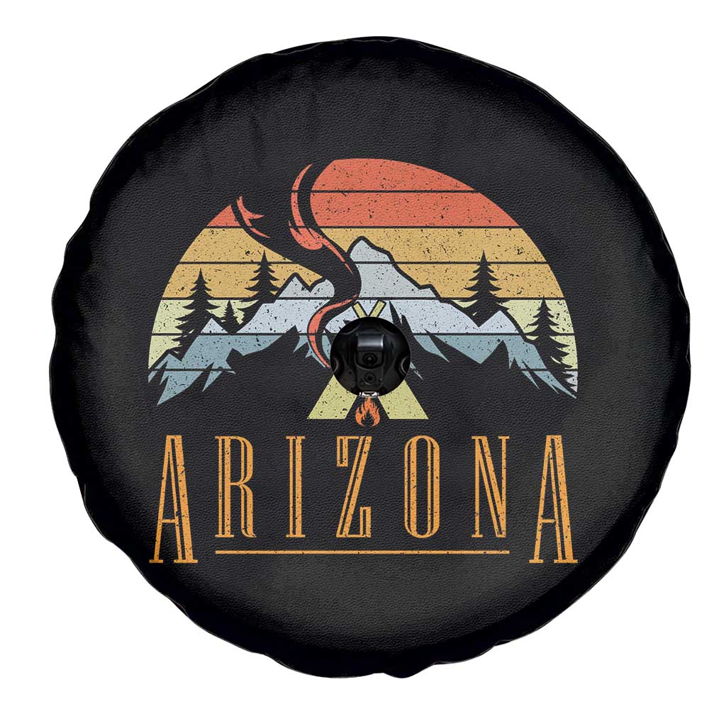 Vintage Arizona Camping Mountain Graphic Spare Tire Cover Retro Sunset Wilderness Outdoor Adventure Souvenir