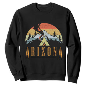 Vintage Arizona Camping Mountain Graphic Sweatshirt Retro Sunset Wilderness Outdoor Adventure Souvenir