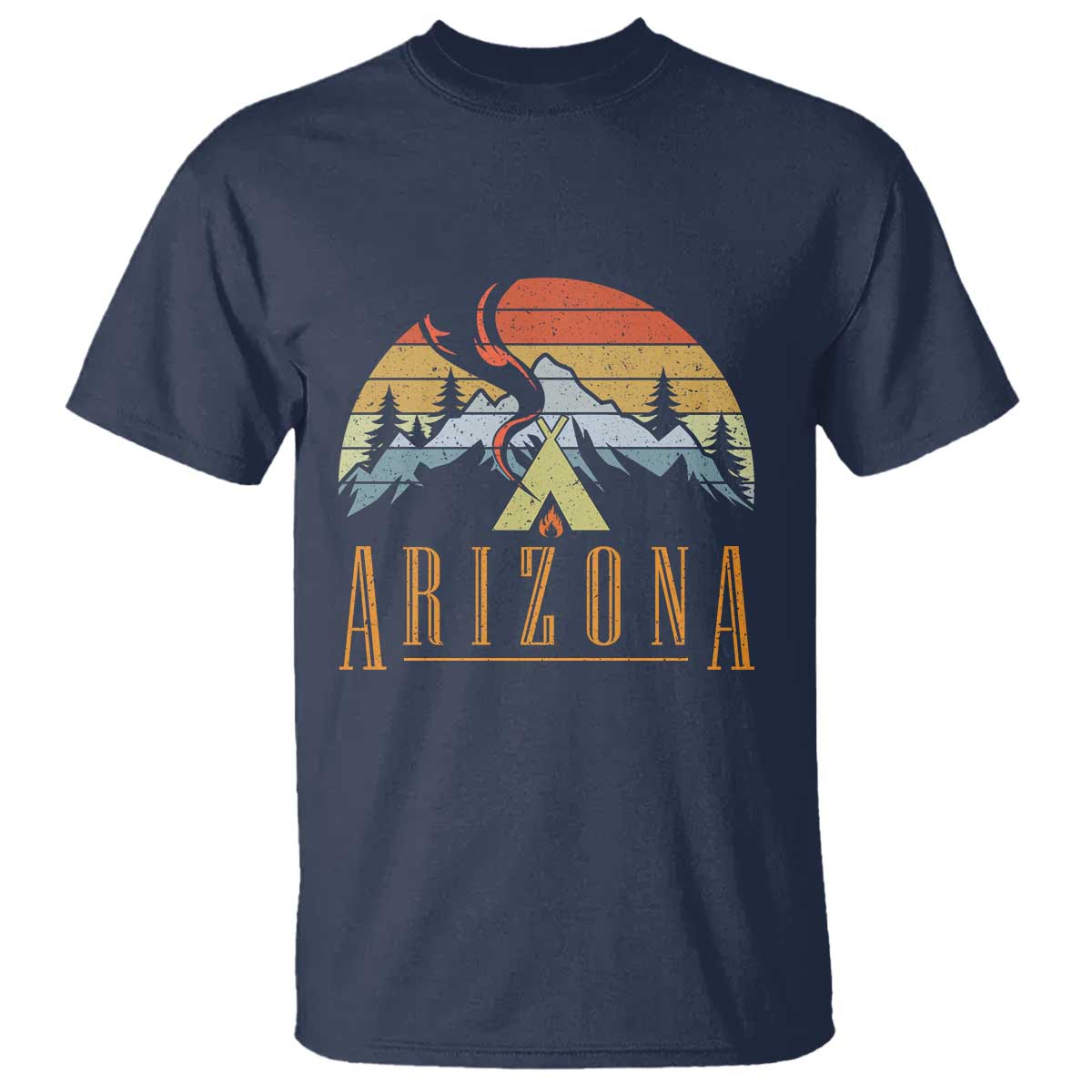 Vintage Arizona Camping Mountain Graphic T Shirt Retro Sunset Wilderness Outdoor Adventure Souvenir