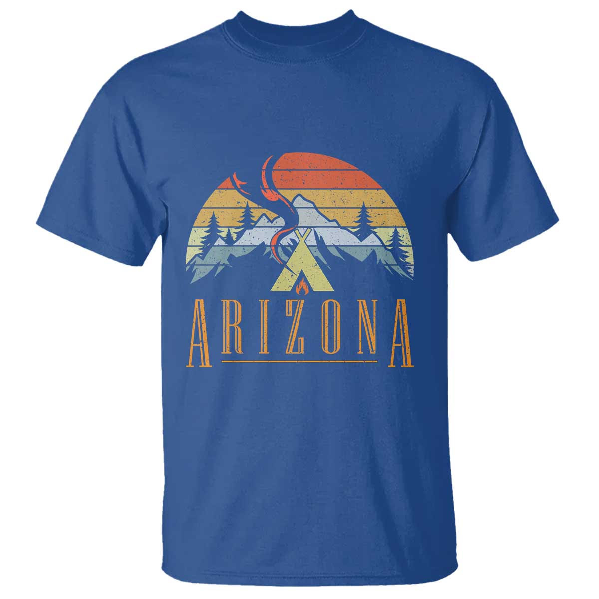 Vintage Arizona Camping Mountain Graphic T Shirt Retro Sunset Wilderness Outdoor Adventure Souvenir