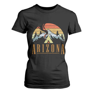 Vintage Arizona Camping Mountain Graphic T Shirt For Women Retro Sunset Wilderness Outdoor Adventure Souvenir