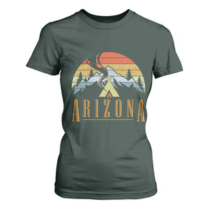 Vintage Arizona Camping Mountain Graphic T Shirt For Women Retro Sunset Wilderness Outdoor Adventure Souvenir