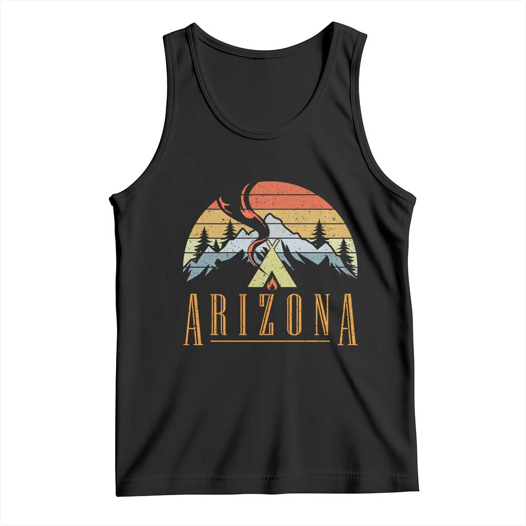 Vintage Arizona Camping Mountain Graphic Tank Top Retro Sunset Wilderness Outdoor Adventure Souvenir TS02 Black Print Your Wear