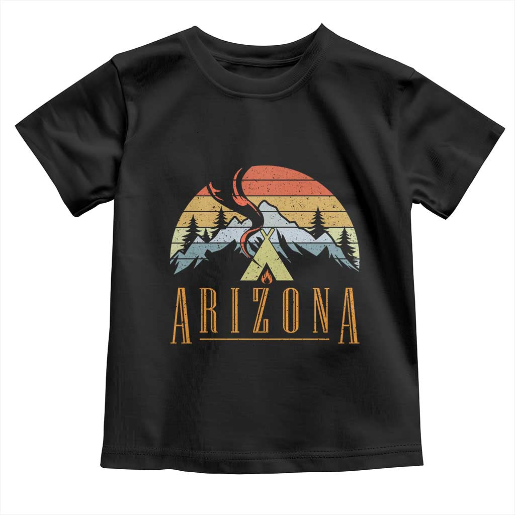 Vintage Arizona Camping Mountain Graphic Toddler T Shirt Retro Sunset Wilderness Outdoor Adventure Souvenir TS02 Black Print Your Wear