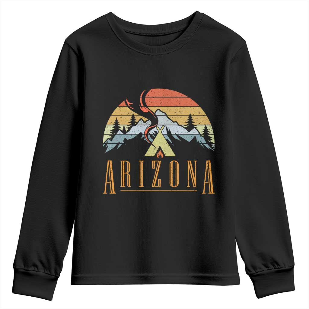 Vintage Arizona Camping Mountain Graphic Youth Sweatshirt Retro Sunset Wilderness Outdoor Adventure Souvenir TS02 Black Print Your Wear