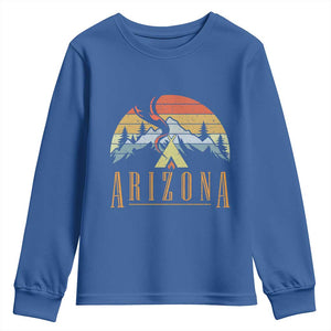 Vintage Arizona Camping Mountain Graphic Youth Sweatshirt Retro Sunset Wilderness Outdoor Adventure Souvenir
