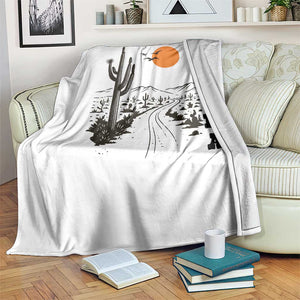 Retro Arizona Desert Road Sunset Graphic Throw Blanket Vintage Southwest Saguaro Cactus Travel Souvenir