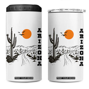 Retro Arizona Desert Road Sunset Graphic 4 in 1 Can Cooler Tumbler Vintage Southwest Saguaro Cactus Travel Souvenir