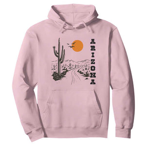 Retro Arizona Desert Road Sunset Graphic Hoodie Vintage Southwest Saguaro Cactus Travel Souvenir