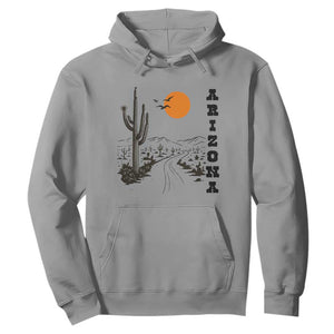 Retro Arizona Desert Road Sunset Graphic Hoodie Vintage Southwest Saguaro Cactus Travel Souvenir