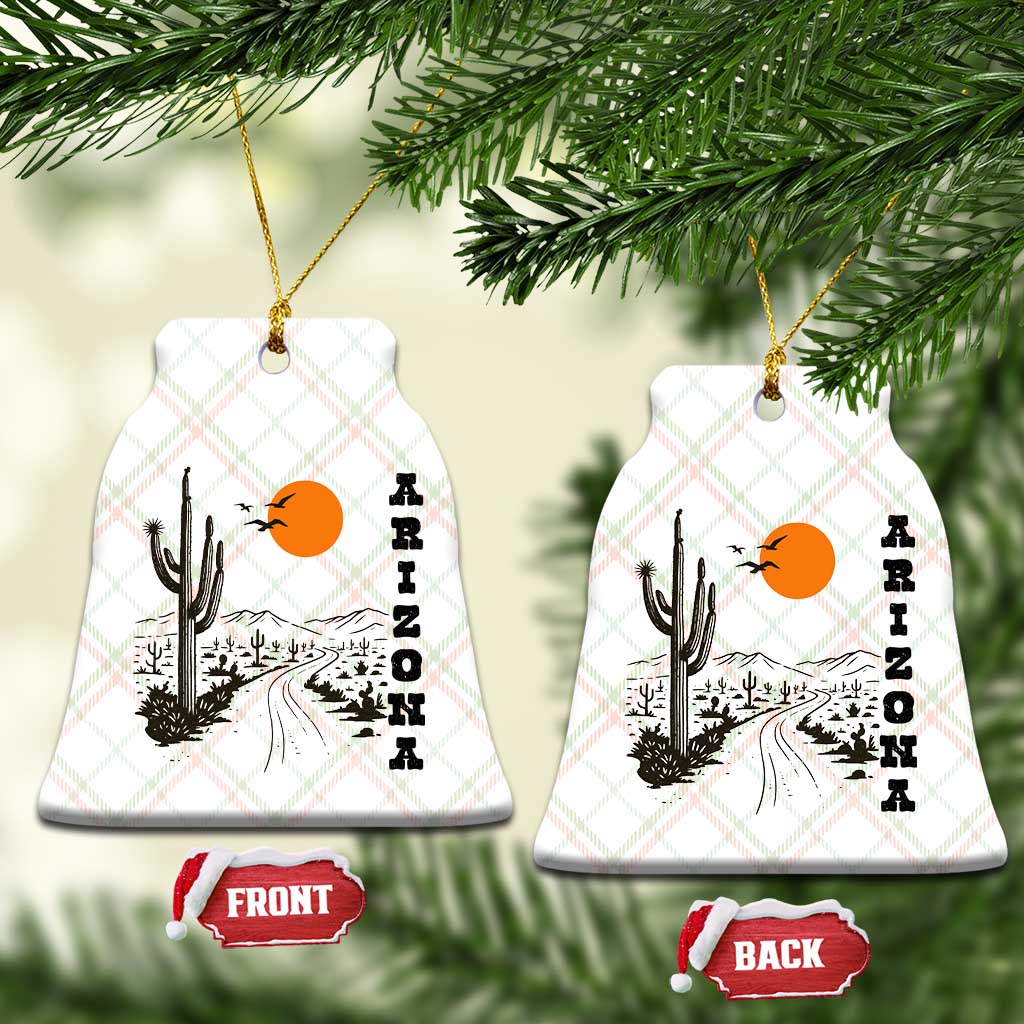 Retro Arizona Desert Road Sunset Graphic Ceramic Ornament Vintage Southwest Saguaro Cactus Travel Souvenir