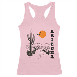Retro Arizona Desert Road Sunset Graphic Racerback Tank Top Vintage Southwest Saguaro Cactus Travel Souvenir