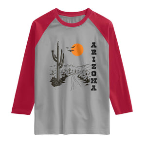 Retro Arizona Desert Road Sunset Graphic Raglan Shirt Vintage Southwest Saguaro Cactus Travel Souvenir