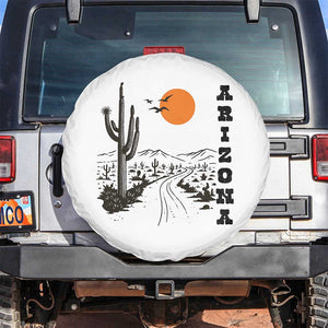 Retro Arizona Desert Road Sunset Graphic Spare Tire Cover Vintage Southwest Saguaro Cactus Travel Souvenir