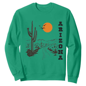 Retro Arizona Desert Road Sunset Graphic Sweatshirt Vintage Southwest Saguaro Cactus Travel Souvenir