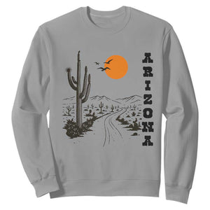 Retro Arizona Desert Road Sunset Graphic Sweatshirt Vintage Southwest Saguaro Cactus Travel Souvenir