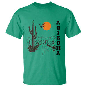 Retro Arizona Desert Road Sunset Graphic T Shirt Vintage Southwest Saguaro Cactus Travel Souvenir