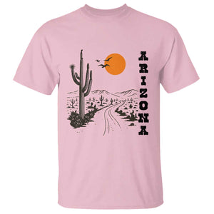 Retro Arizona Desert Road Sunset Graphic T Shirt Vintage Southwest Saguaro Cactus Travel Souvenir