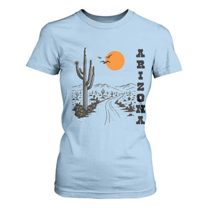Retro Arizona Desert Road Sunset Graphic T Shirt For Women Vintage Southwest Saguaro Cactus Travel Souvenir