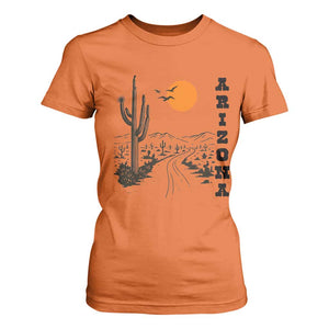 Retro Arizona Desert Road Sunset Graphic T Shirt For Women Vintage Southwest Saguaro Cactus Travel Souvenir