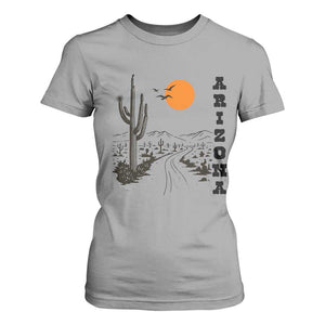 Retro Arizona Desert Road Sunset Graphic T Shirt For Women Vintage Southwest Saguaro Cactus Travel Souvenir