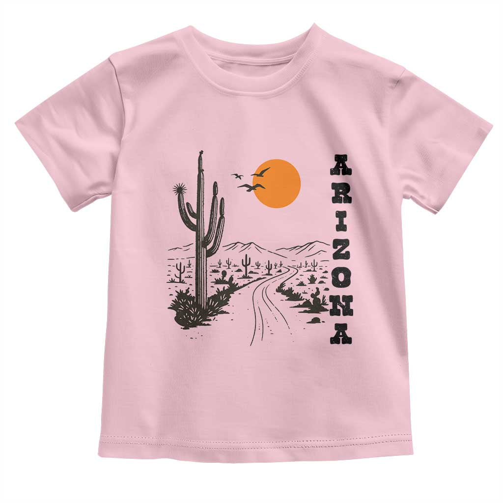 Retro Arizona Desert Road Sunset Graphic Toddler T Shirt Vintage Southwest Saguaro Cactus Travel Souvenir